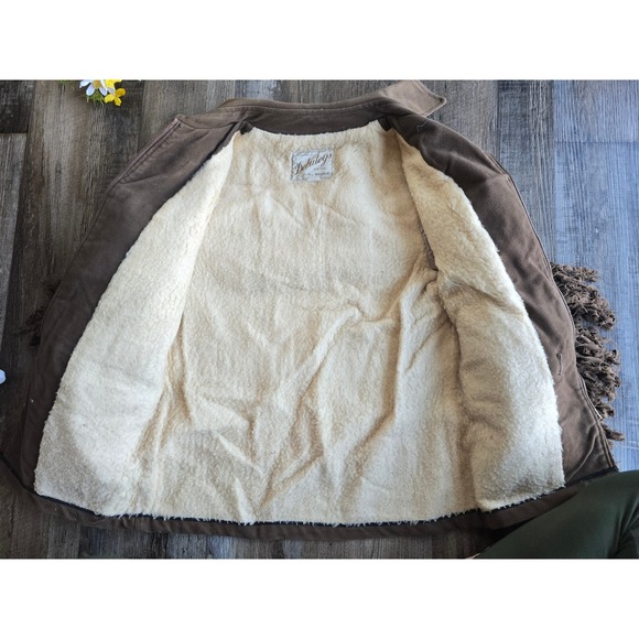 Vintage Debutogs New York Fringed Western Jacket Suede Sherpa Lined RARE 70s Sm - Picture 6 of 12
